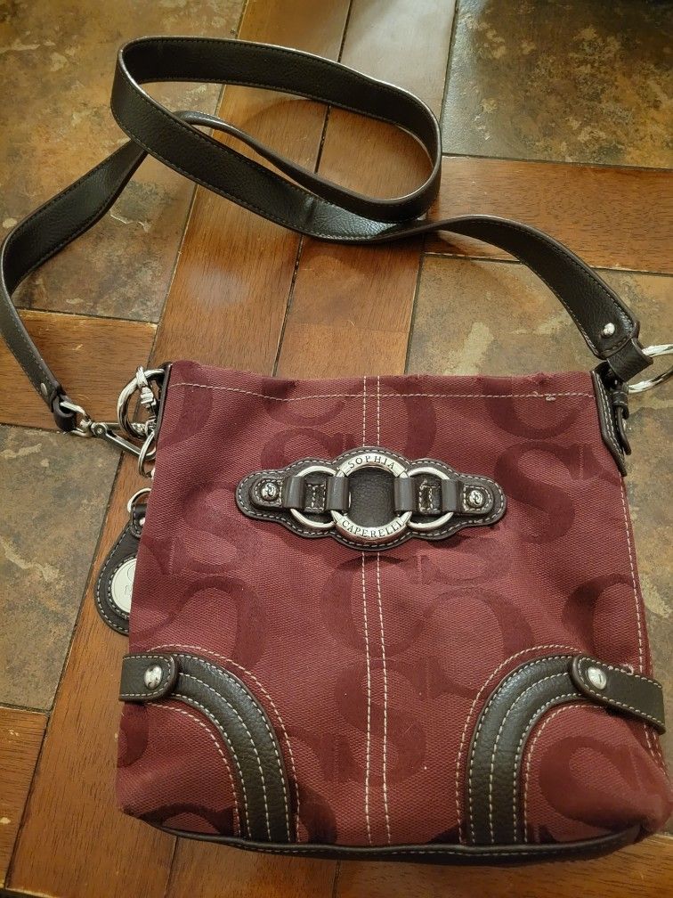 Ladies Hangbag/Purse,Sophia Caperelli Red/maroon Over The Shoulder Strap