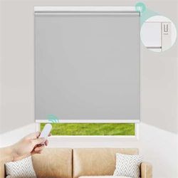 Motorized Roller Blinds with Remote Control for Windows, Blackout Smart Roller Shade, Battery Powered Electric Smart Blind (Grey,34" Wx72 H) 