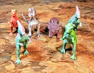 6-Mixed Lot - Mid-Size Dinosaurs • 3-1/2" -Long Figures  • Assorted Species • Multi-Color.