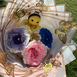 Crochet Roselle Rose Bouquet 