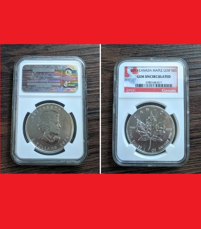 2013 Canadian Silver Maple Leaf Coin - NGC Uncirculated Gem - Collectors Item
