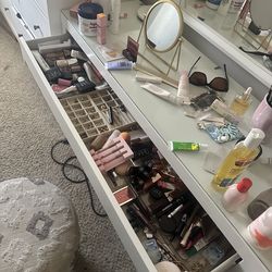 Ikea vanity with mirror and drawer