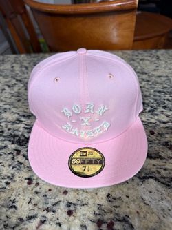 Born x Raised pink fitted hat size 7 3/8
