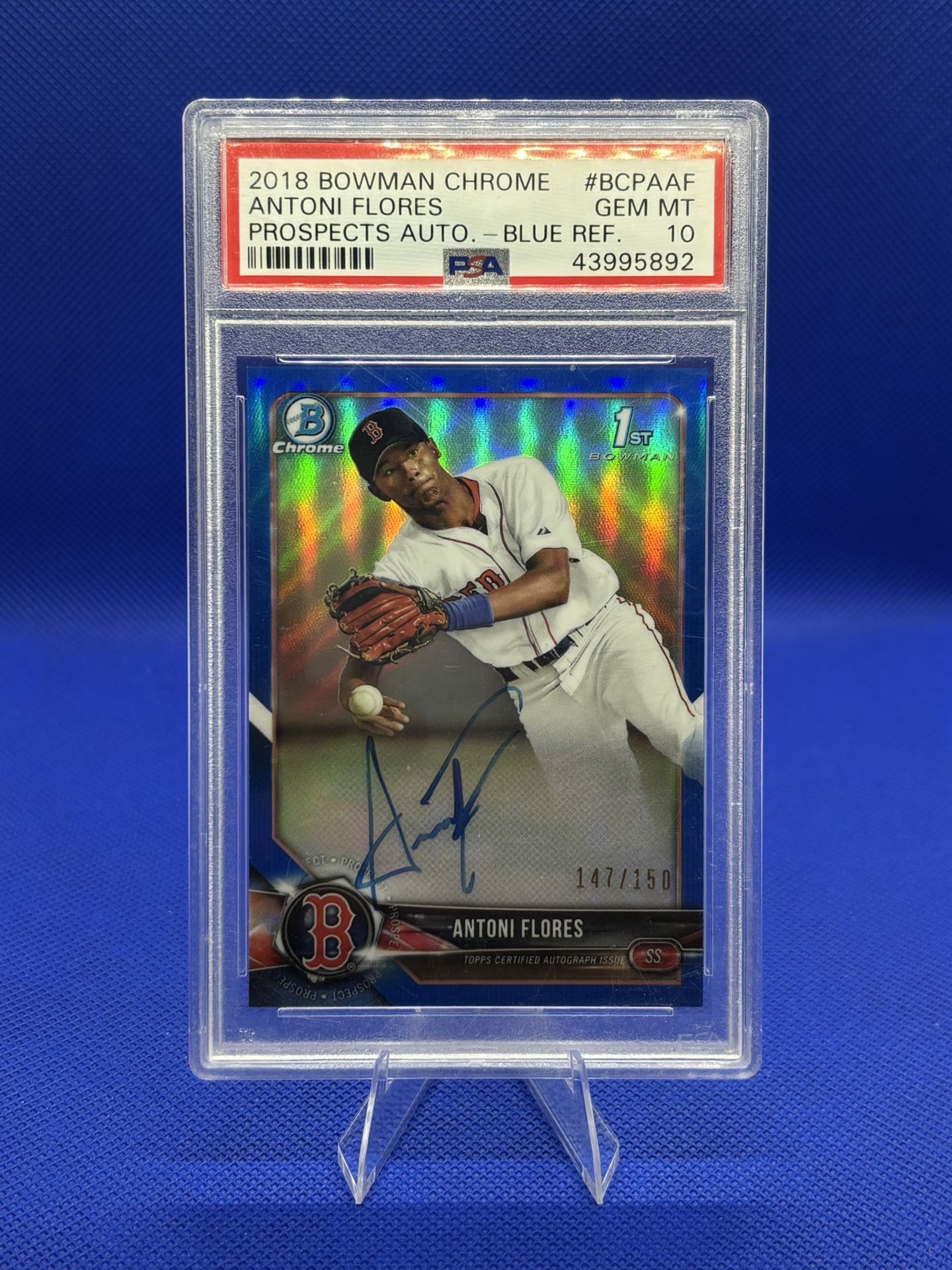 Antoni Flores Bowman Chrome Blue Refractor Auto /150 – PSA 10 Gem Mint 🚀 