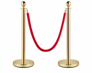 VEVOR Gold Stanchion Posts with Red Velvet Rope