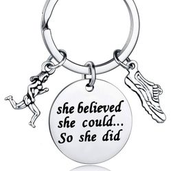 NEW Never Opened Still Wrapped ! Womens   Runner , Inspirational Keychain Motivation 