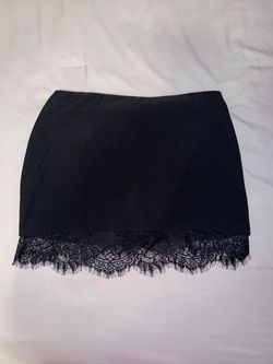 Black Mini Skirt with Lace Hem