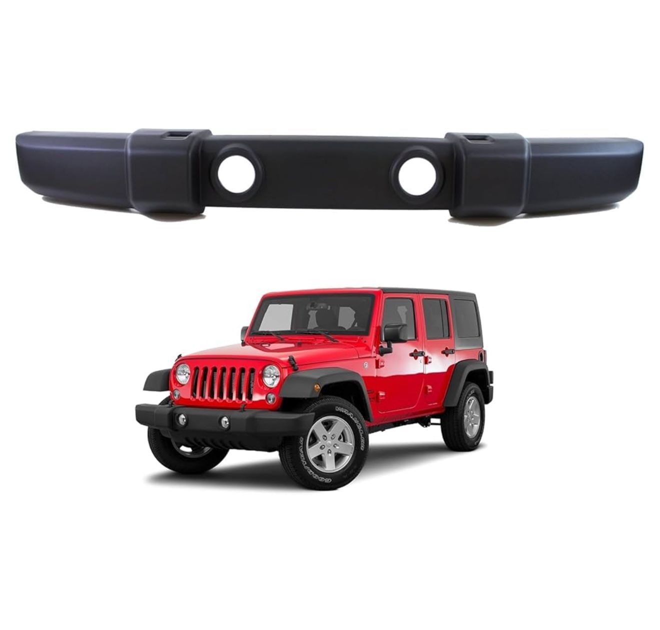 2007-2018 Jeep Wrangler - New Front Bumper Cover Textured With Fog Light & Tow Hook Holes For