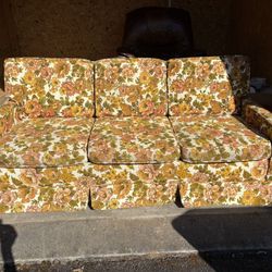 Vintage 70's Bold Floral Sleeper Sofa 