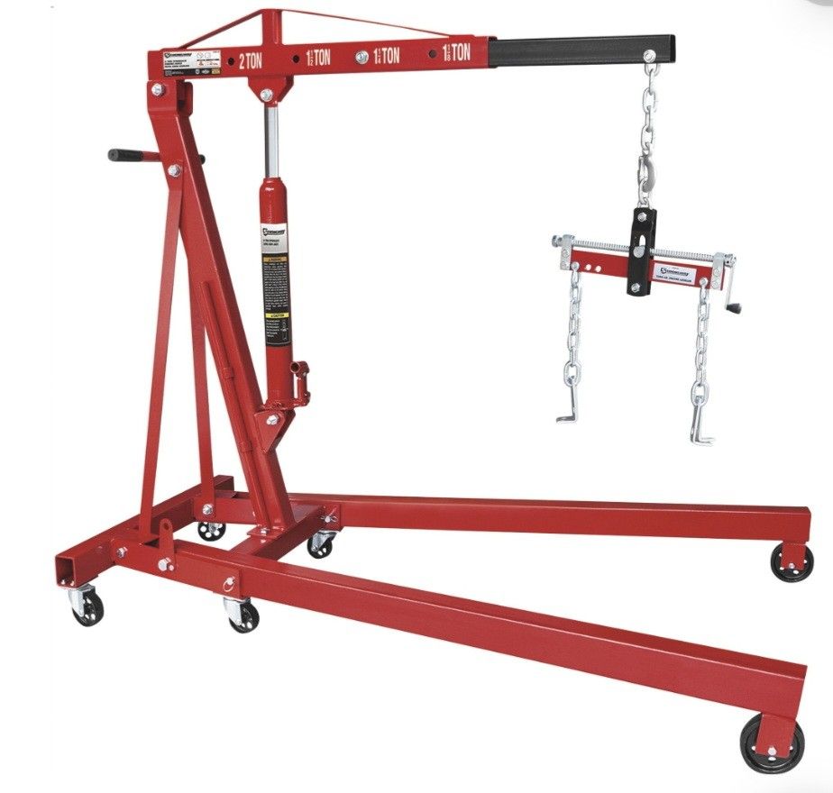 Strongway Hydraulic Engine Hoist/Shop Crane with Load Leveler — 2-Ton Capacity, 1in.–82 5/8in. Lift Range. Already Assembled. Used Once