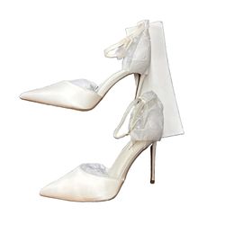 Burudani Heels White Satin Size 9