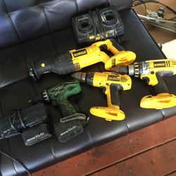 2 18 v hammer drill 1 saw saw 1 14.4 hitachi drill with 2 batteries
