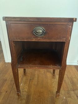 Vintage Wood Nightstand with Drawer