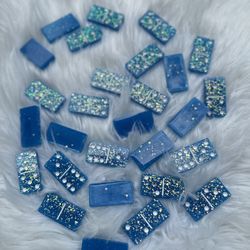 Blue Glitter Dominos Set