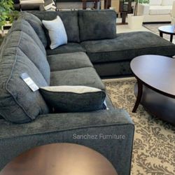 Dark Gray 2 Pieces Sectional Couch Same Day Delivery