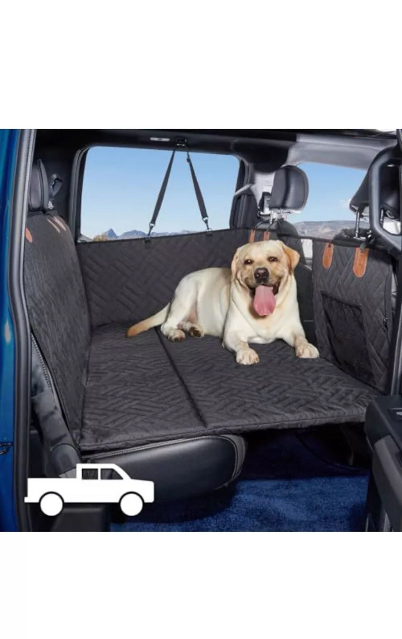 Dog Cover Back Seat Extender and Hammock, Bed/Cover-Black-F150, Silverado, Ram
