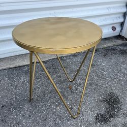 Golden Wood Top Metal Base Side Accent Plant Stand Table  20x20x24in