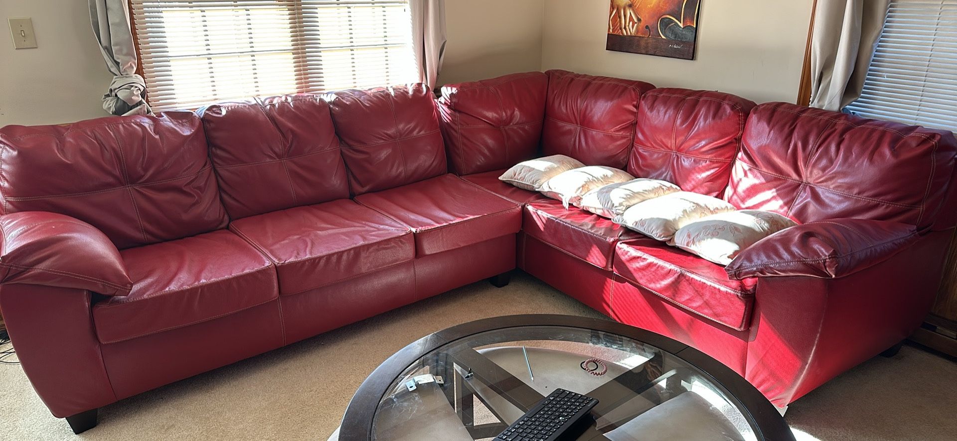 Red Leather Sectional