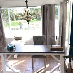 Custom farmhouse Office Desk Study Filling Cabinet Solid Wood Modern Rustic Office File Writing Restoration Hardware Insp Carpenter Bookcase