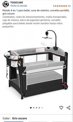 NEW🤱 Foldable baby crib pack and play bassinet bedside sleeper NUEVA cuna plegable con corralito y movil moises para bebes