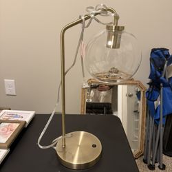 Modern Brass Table Lamp with Clear Glass Globe Shade