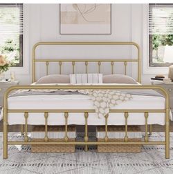Full Gold Metal Bed 