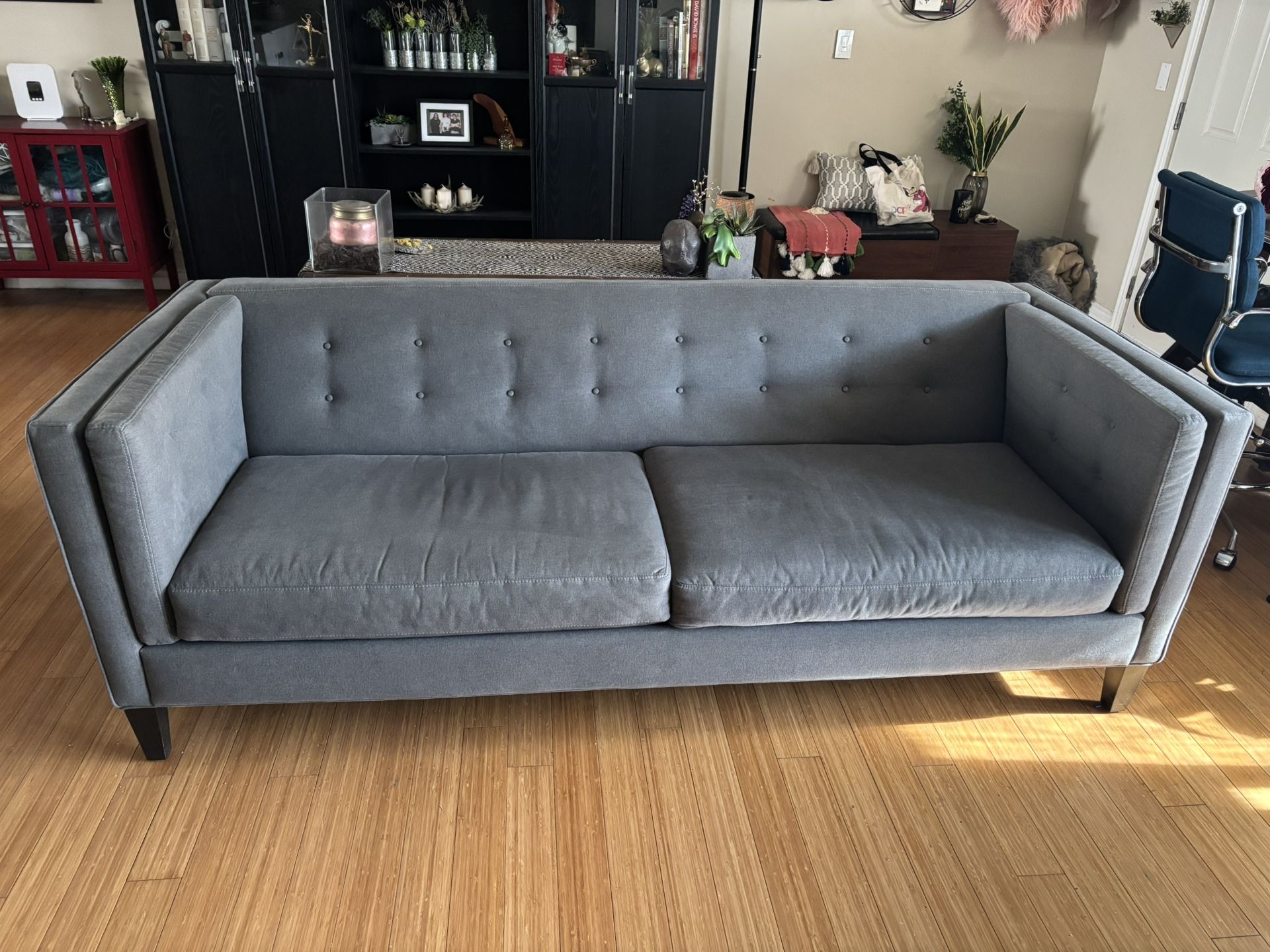 Couch - Comfy Grey Blue Mid-Century Style Sofa