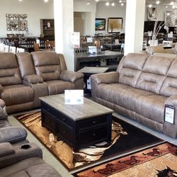 Stoneland Power Reclining Sofa and Loveseat Set