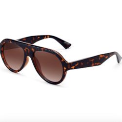 leopard/gradient tea — narrow square sunglasses.