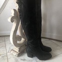 Freebird By Steven Black Over The Knee Leather Boots 