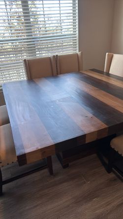 Solid Wood Table With Eight Chairs