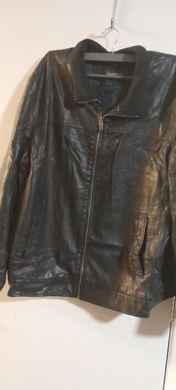 Mens 2xl Black Leather Coat  Dockers Brand