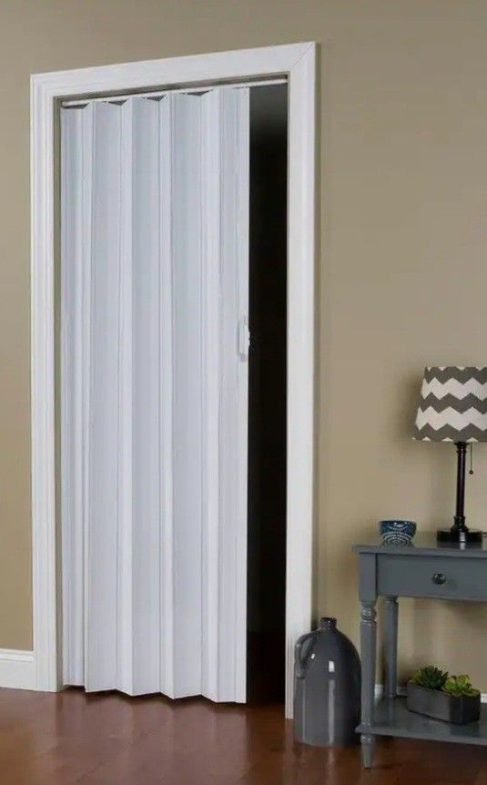 Via 36 in. x 80 in. White Vinyl Accordion Door with Hardware