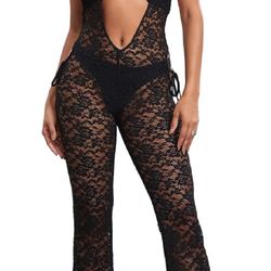 Free Sheer Lace Bodysuit Sz L