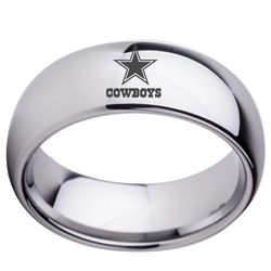 Dallas Cowboys Tungsten Silver Comfort Fot Wedding Band Ring