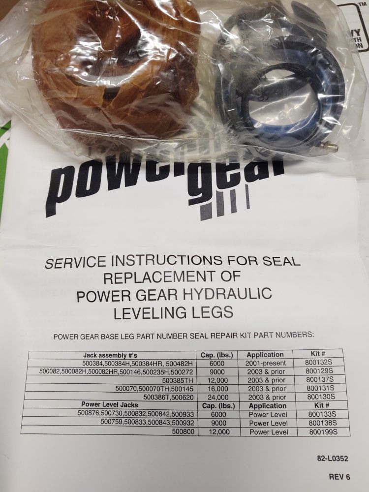Power gear motorhome jack seal kit
