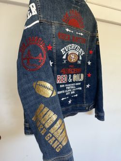 Custom 49ers Denim Jacket Super Bowl San Francisco