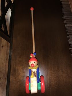 Wooden Push n Pull toy- indoor or outdoor- Old fashioned walk along fun-Lightly used.-VINTAGE