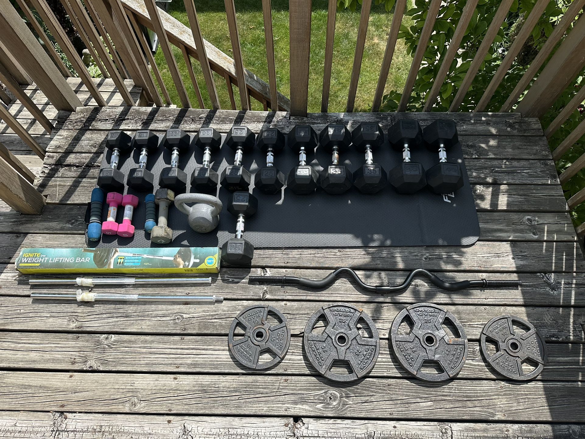 Home Gym Set – Dumbbells, Barbells, Weight Plates, Kettlebell & More!