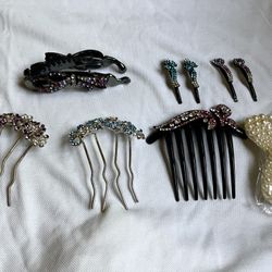 Brand New Decorative Hair Combs & Clips with Rhinestones - Bundle & Save