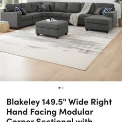 Blakely 149.5” Wide Right Hand Facing Modular Corner Sectional With Ottoman
