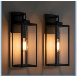 2 Pack Large Size Outdoor Wall Lights Dusk to Dawn, 18 Inch Wall Lantern Set for Two Photocell Wall Sconce for Porch Light, Exterior Garage Light, Pat