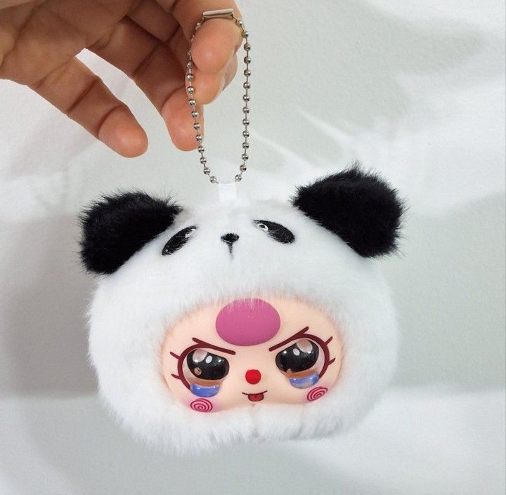 Baby Three Inspired Panda Plush Keychain Bag Charm, NEW