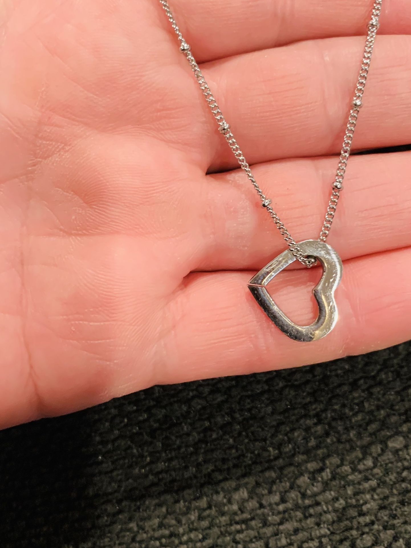 Never Used Stainless Steel Necklace With Heart Pendant