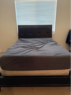 Queen leather bed frame