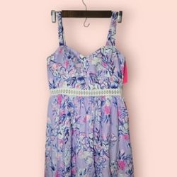 Lilly Pulitzer Devyn Dress Light Lilac Verbena Trunks In The Air Dress Size 8
