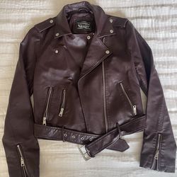 Burgundy faux leather jacket