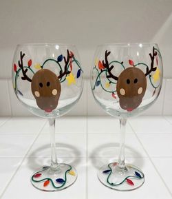 Cute Reindeer Wine Glasses