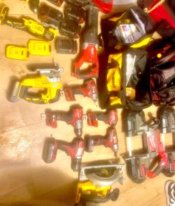 Large Lot of DeWalt and Milwaukee tools