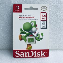 New Sandisk 64GB MicroSDXC For Nintendo Switch, Yoshi Edition